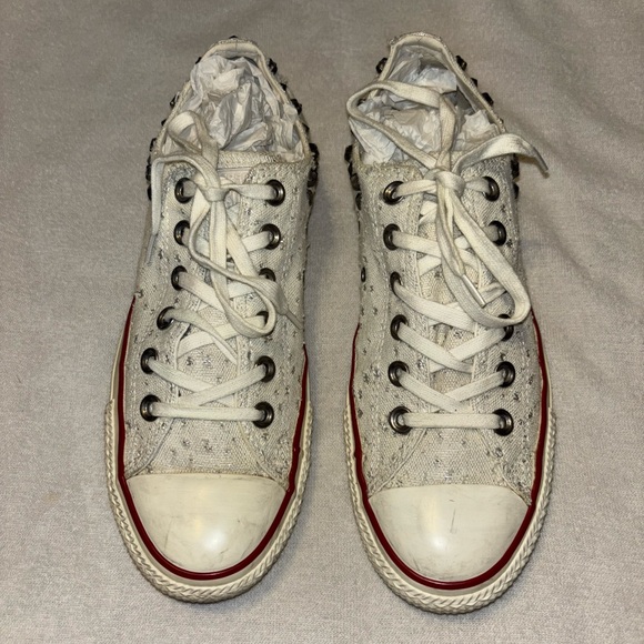 Converse Chuck Taylor Ox white metal Studded Sneaker Silver 9 shoes Punk Grunge - Picture 3 of 7